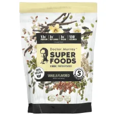 3 порошка протеина семян, ваниль, Super Foods, 3 Seed Protein Powder, Vanilla, Dr. Murray's, 453.5 г
