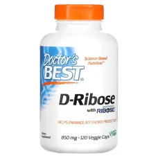 D-рибоза, D-Ribose with Bioenergy Ribose, Doctor's Best, 850 мг, 120 растительных капсул