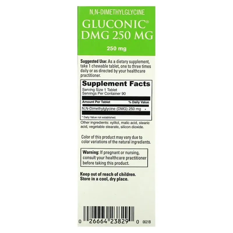DaVinci Laboratories of Vermont, Gluconic DMG , 250 mg , 90 Tablets