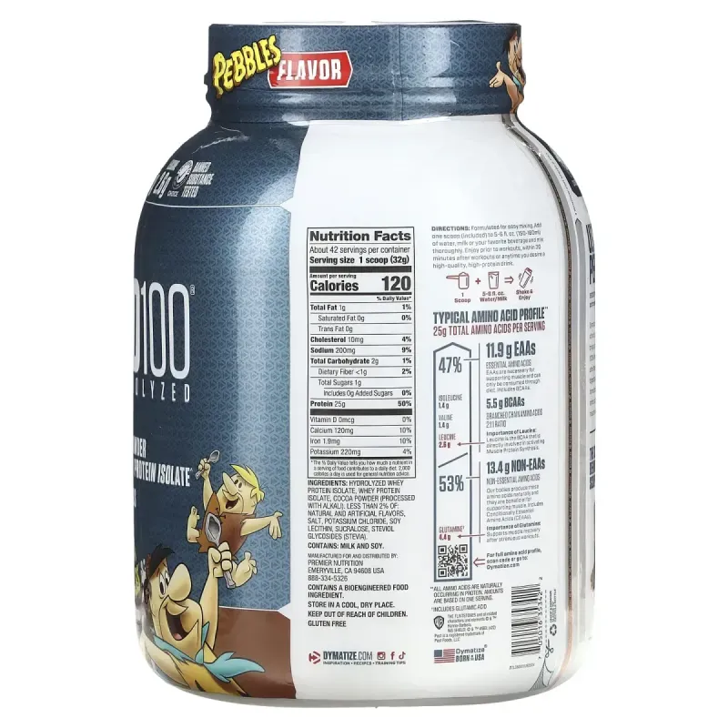 100% изолят сывороточного протеина, галька какао, ISO100 Hydrolyzed, 100% Whey Protein Isolate, Cocoa Pebbles, Dymatize Nutrition, 1.4 кг