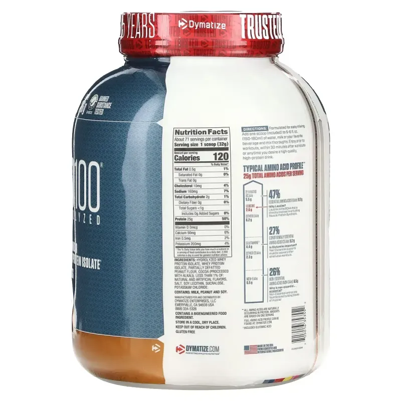 ISO100 гидролизованный, 100% изолят сывороточного протеина, шоколадно-арахисовая паста, Dymatize Nutrition, 2,3 кг