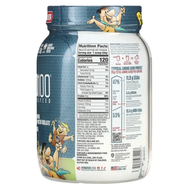 Dymatize, ISO100® Hydrolyzed, 100% Whey Protein Isolate, Fruity Pebbles, 1.34 lbs (610 g)