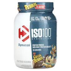 Dymatize, ISO100, 100 %-вий ізолят сироваткового протеїну, гідролізований какао, 650 г (1,43 фунта)