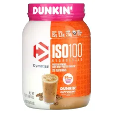 Dymatize, ISO100® Hydrolyzed, 100% Whey Protein Isolate, Dunkin’™ Cappuccino, 21.8 oz (610 g)