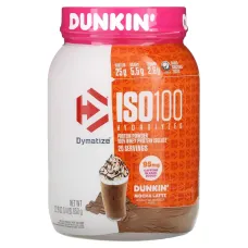 Dymatize, ISO100® Hydrolyzed, 100% Whey Protein Isolate, Dunkin’ Mocha Latte, 1.4 lb (650 g)