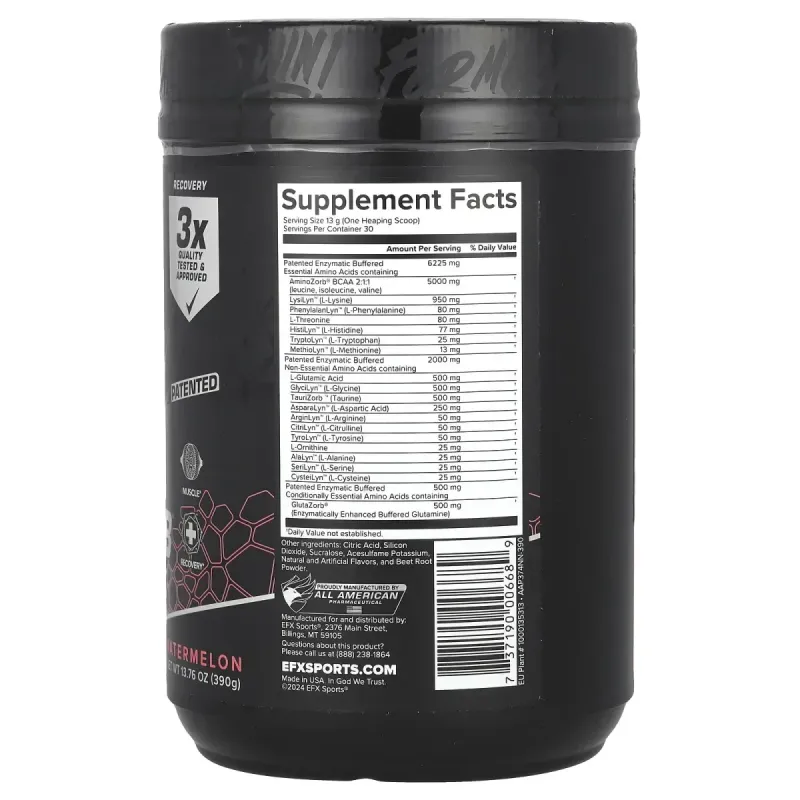 EFX Sports, AminoZorb® Elite 21, Watermelon, 13.76 oz (390 g)