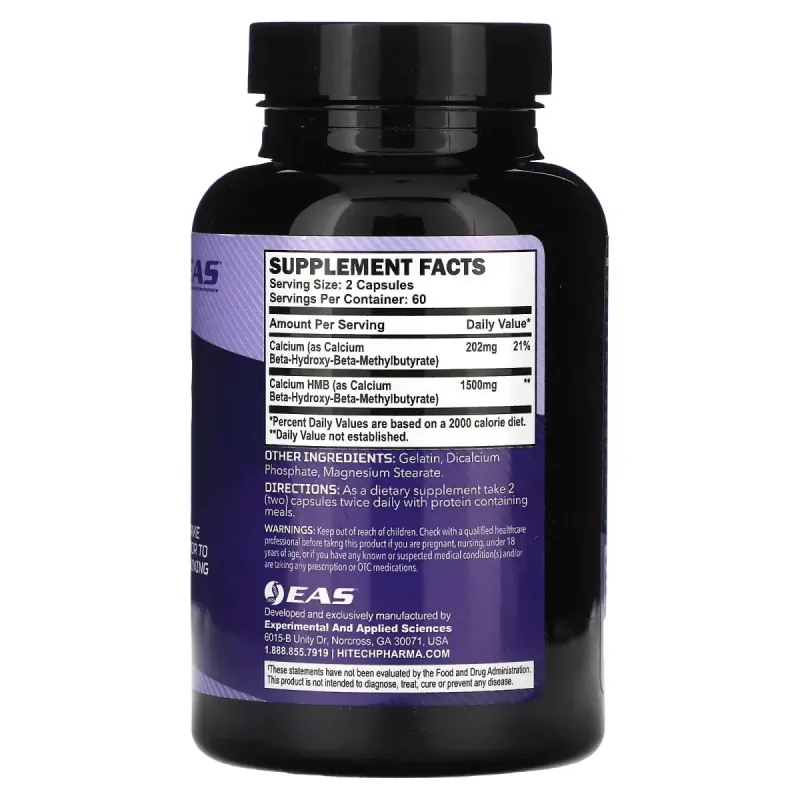 EAS, HMB, 1,500 mg, 120 Capsules (750 mg per Capsule)