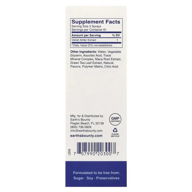 Longevitrol - антивозрастной спрей против старения с экстрактом оленьих рогов и факторами роста, Earth's Bounty, 1 унция (30 мл)