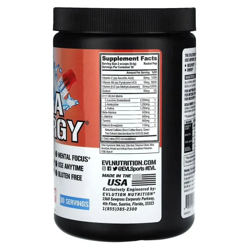 EVLution Nutrition, BCAA Energy, Rocket Pop, 9.9 oz (282 g)