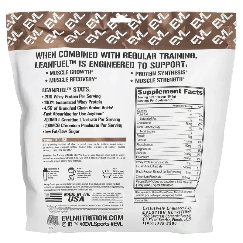 EVLution Nutrition, LeanFuel™, Chocolate, 4 lb (1.81 kg)