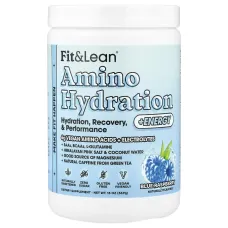 Fit & Lean, Amino Hydration + Energy, Blue Raspberry, 13 oz (369 g)Fit & Lean — Аміно-гідратація + енергія