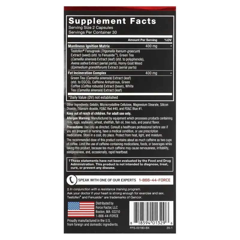 Force Factor, Test X180 Ignite®, 60 Capsules