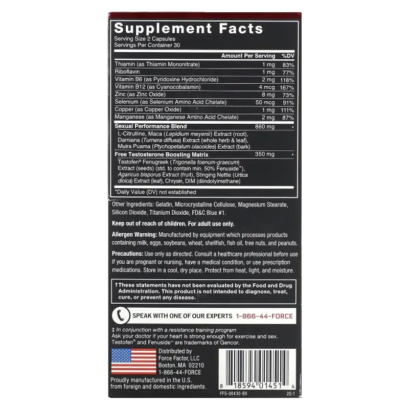 Force Factor, Test X180 Alpha®, 60 Capsules