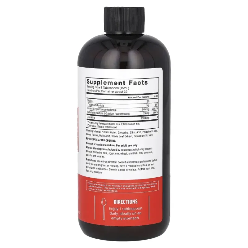 Force Factor, L-Carnitine Liquid, Berry, 3,000 mg , 16 fl oz (473 ml)
