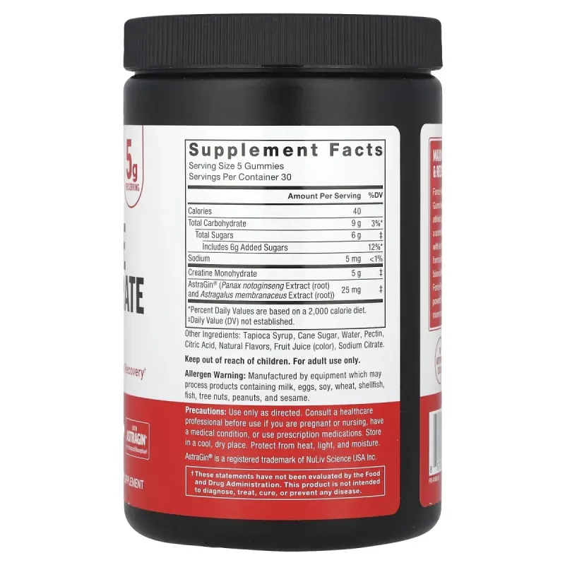 Force Factor, Creatine Monohydrate Gummies, Mixed Berry, 5 g, 150 Gummies