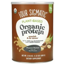 Растительный белок с суперпродуктами, арахисовое масло, Plant-Based Protein with Superfoods, Peanut Butter, Four Sigmatic, 600 г