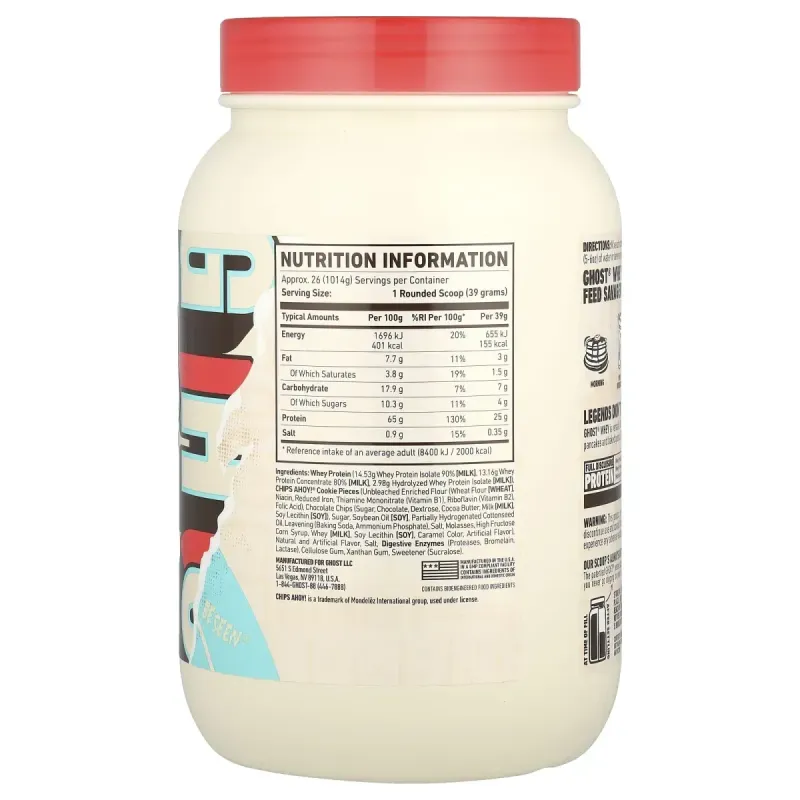 Ghost, Whey Protein, Chocolate Chip Cookie, 2.2 lb (1,014 g)