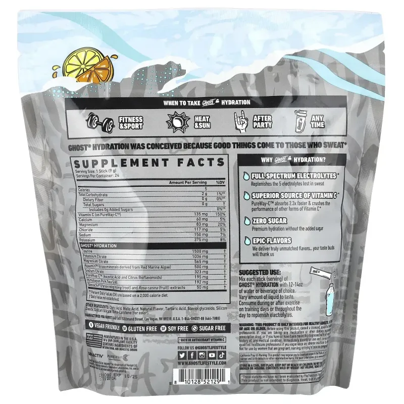 Ghost, Hydration, Lemon Crush, 24 Sticks, 0.32 oz (9 g) Each