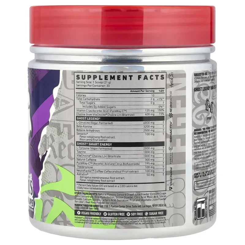 Ghost, Legend® Pre-Workout, Welch's® Grape, 22.2 oz (630 g)