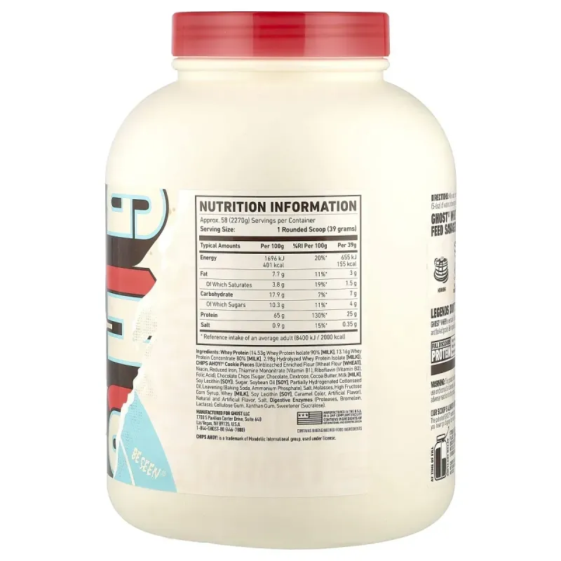 Ghost, Whey Protein, Chocolate Chip Cookie , 5 lb (2,270 g)