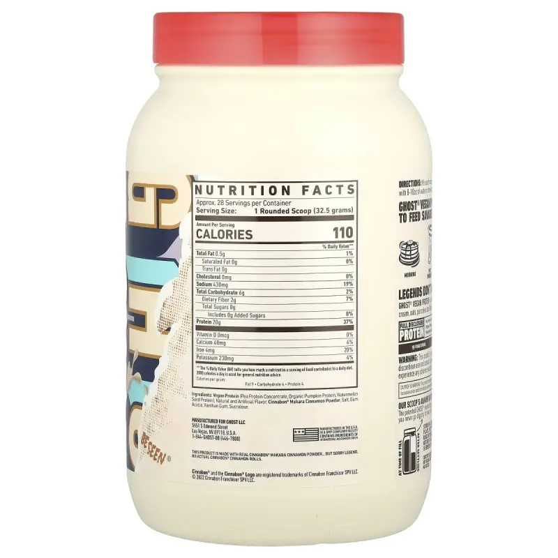 Ghost, Vegan Protein, Cinnabon®, 2 lb (910 g)