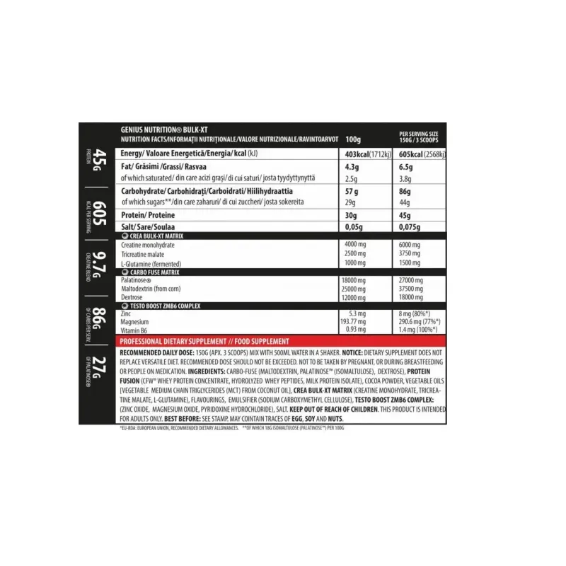 Genius Nutrition, Bulk-XT, Полуниця, 4000 г
