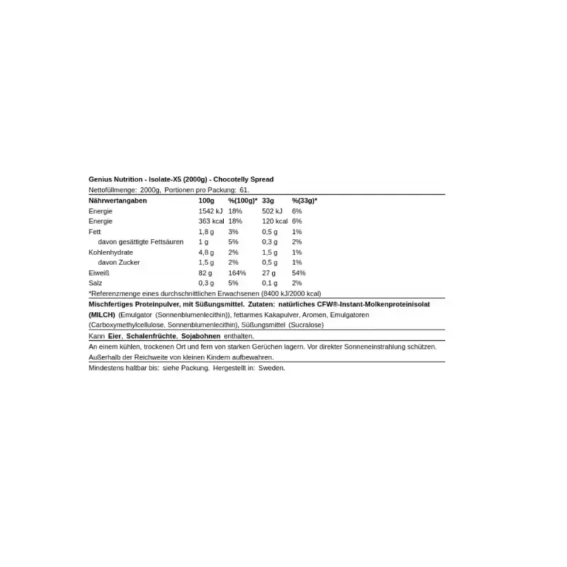 Genius Nutrition, Isolate-X5, Шокотеллі-спред, 2000 г