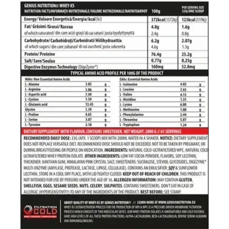 Genius Nutrition, Whey-X5, Ванільний мед, 2000 г