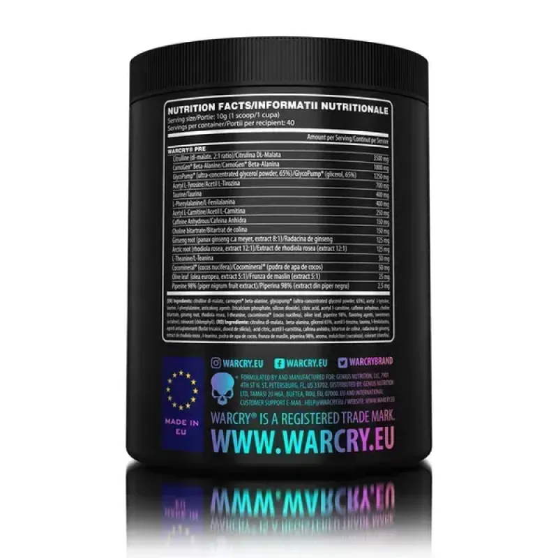 Genius Nutrition, Warcry, Арктичний малиновий смак, 400 г