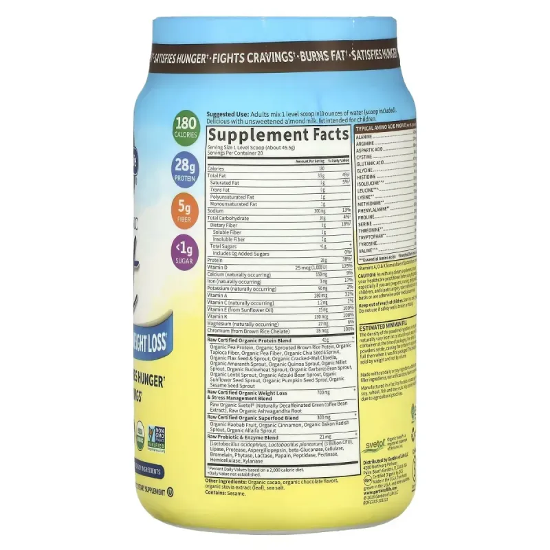 Растительный протеиновый коктейль Garden of Life (Raw Organic Fit) 922 г со вкусом шоколада