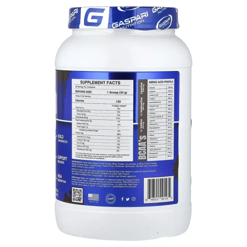 Gaspari Nutrition, Proven Blend, смесь протеинов из разных источников, шоколад и арахисовое масло, 896 г (2 фунта)