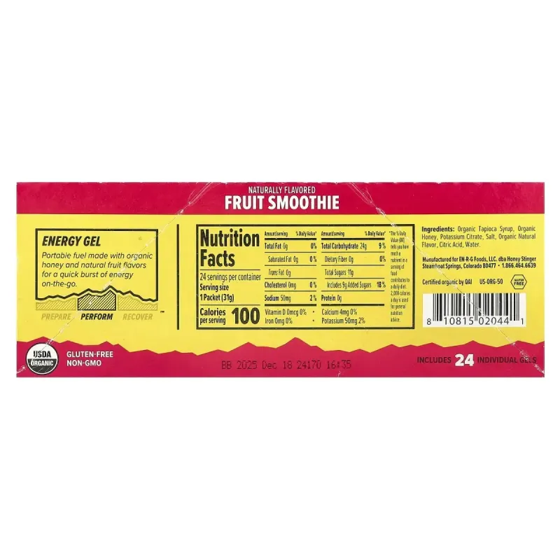 Honey Stinger, Energy Gel, Fruit Smoothie, 24 Packets, 1.1 oz (31 g) Each