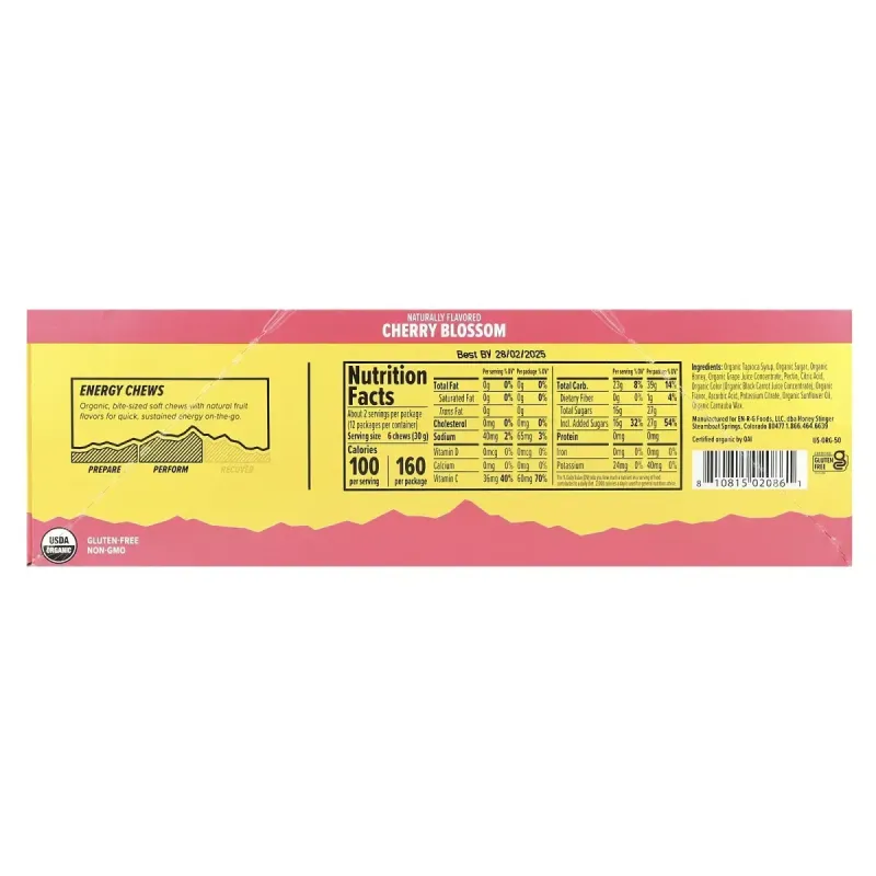 Honey Stinger, Energy Chews, Cherry Blossom, 12 Packets, 1.8 oz (50 g) Each