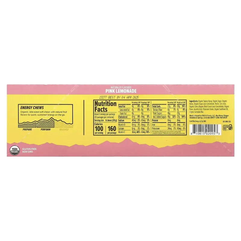 Honey Stinger, Energy Chews, Pink Lemonade, 12 Packets, 1.8 oz (50 g) Each