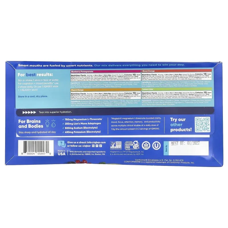 IQBAR, IQMIX®, суміш для зволоження, чистоти й настрою, різноманітна упаковка, 20 шт. в упаковці по 8 г (0,28 унції)