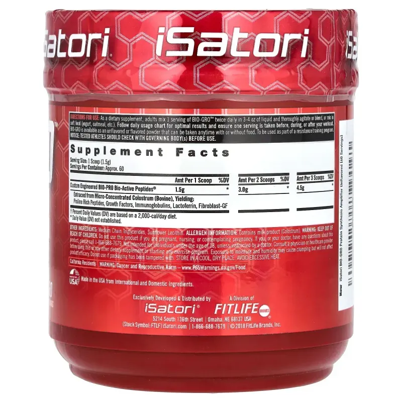 Isatori, Bio-Gro, Protein Synthesis Amplifier, Unflavored, 3.7 oz (90 g)