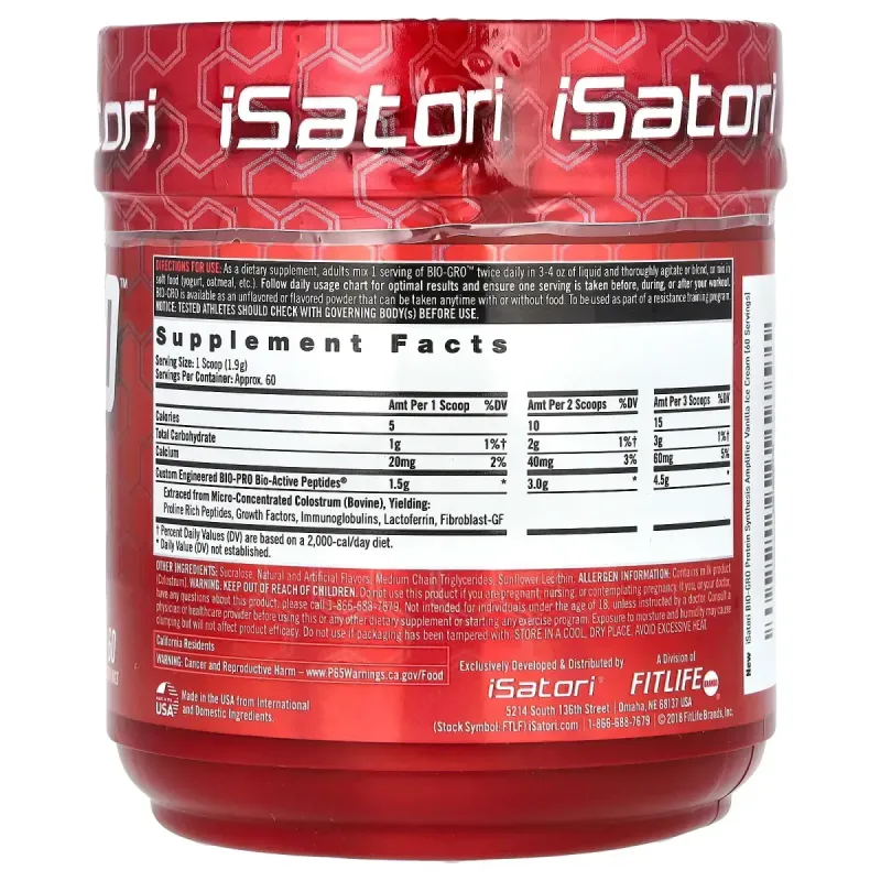 Isatori, Bio-Gro, Protein Synthesis Amplifier, Vanilla Ice Cream, 4.02 oz (114 g)