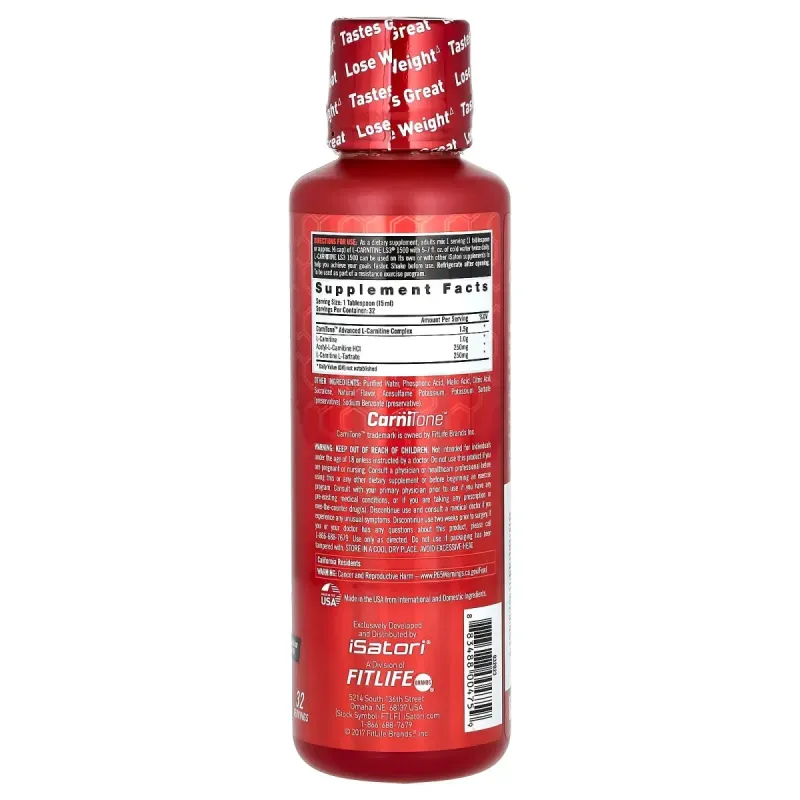 Isatori, L-Carnitine LS3 1500, Pink Lemonade , 16 fl oz (480 ml)