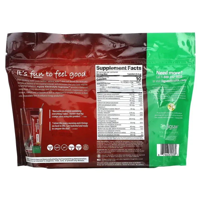 Jigsaw Health, Electrolyte Supreme, фруктовый пунш, 60 пакетов, 11,4 унции (324 г)