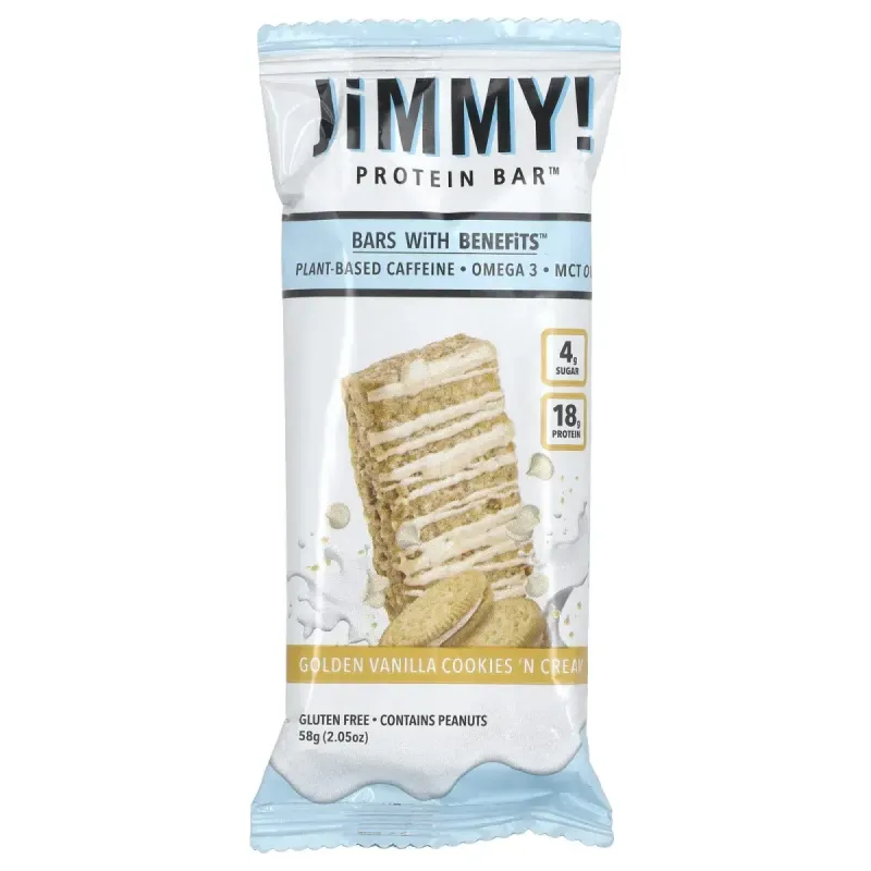 JiMMY!, Bars with Benefits, Protein Bar, Golden Vanilla Cookies 'N Cream, 12 Bars, 2.05 oz (58 g) Each