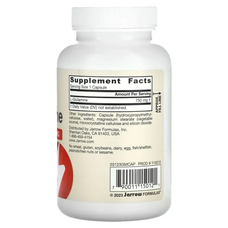 L-глутамин, L-Glutamine, Jarrow Formulas, 750 мг, 120 капсул