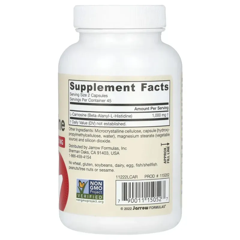 L-карнозин, L-Carnosine, Jarrow Formulas, 500 мг, 90 капсул