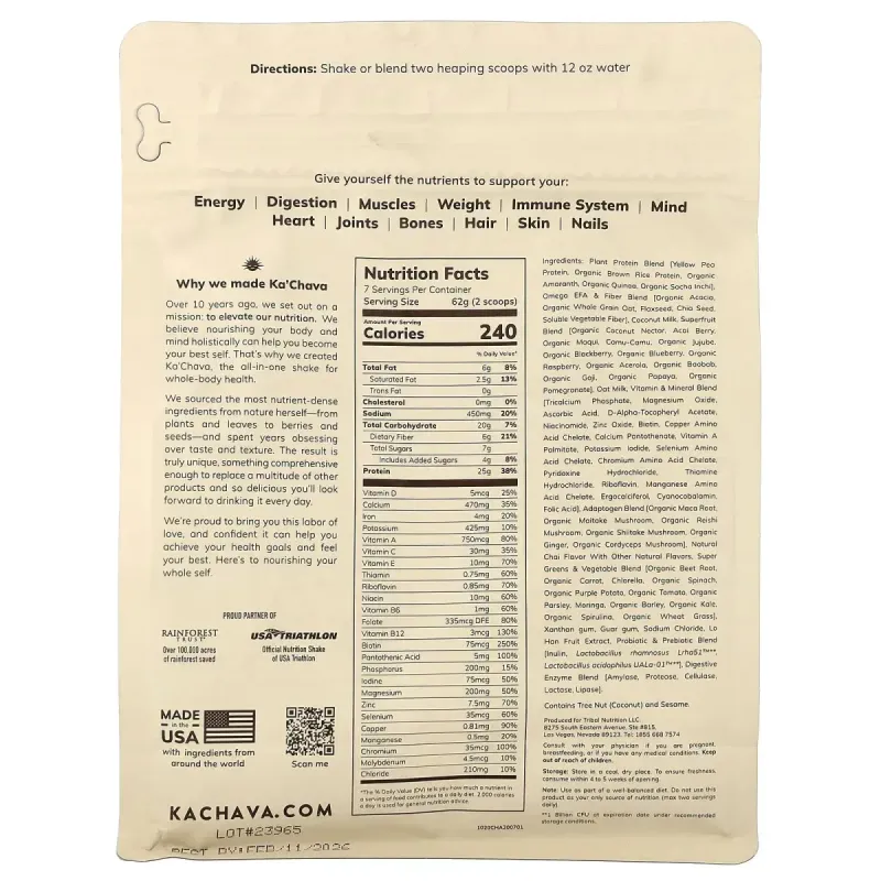 KaChava, универсальный питательный коктейль, чай, 434 г (15,31 унции)