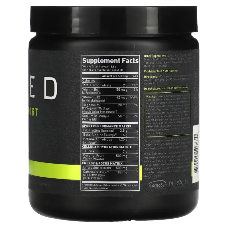 Kaged Muscle, PRE-KAGED, Sport, предтренировочная формула, фруктовый пунш, 272 г (9,59 унции)