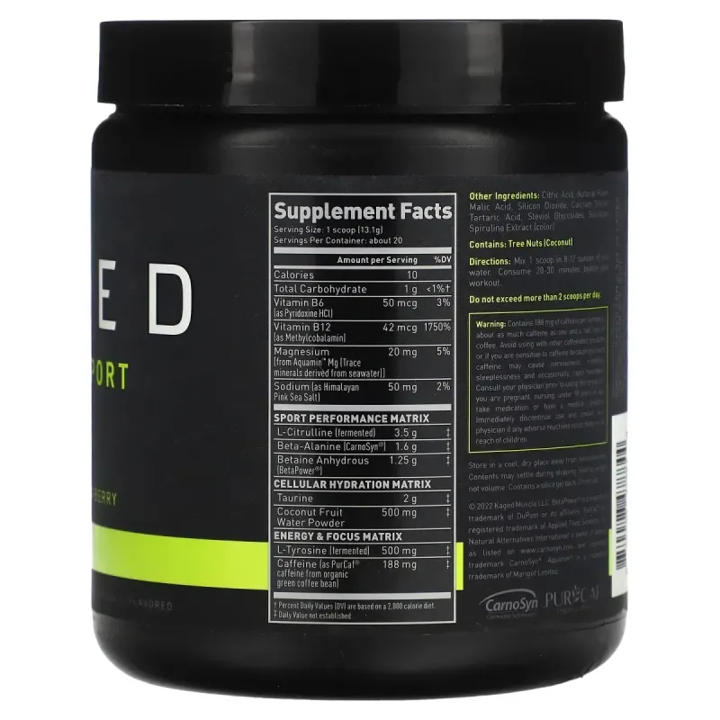 Kaged, Pre-Workout, Sport, Blue Raspberry, 9.38 oz (266 g)