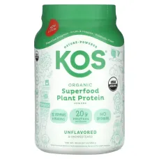 KOS, Organic Superfood Plant Protein Powder, Unflavored & Unsweetened, 2.1 lb (952 g)
