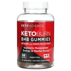 Keto Science, Keto Burn BHB Gummies, Raspberry, 60 Gummies
