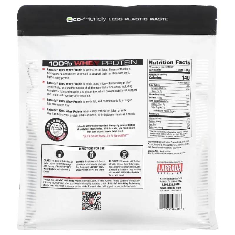 100% сывороточный протеин, шоколад, Labrada Nutrition, 1,875 кг