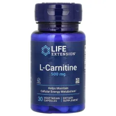 L-карнитин, Life Extension, 500 мг, 30 вегетарианских капсул