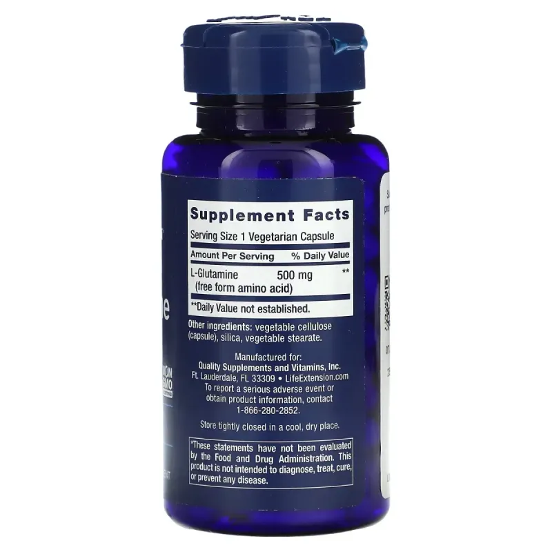 L-глютамин, L-Glutamine, Life Extension, 100 капсул